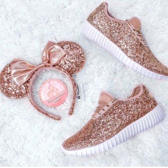 Forever 21 Shoes - SOLD!!! Rose Gold Glitter Bomb Tennis Shoes